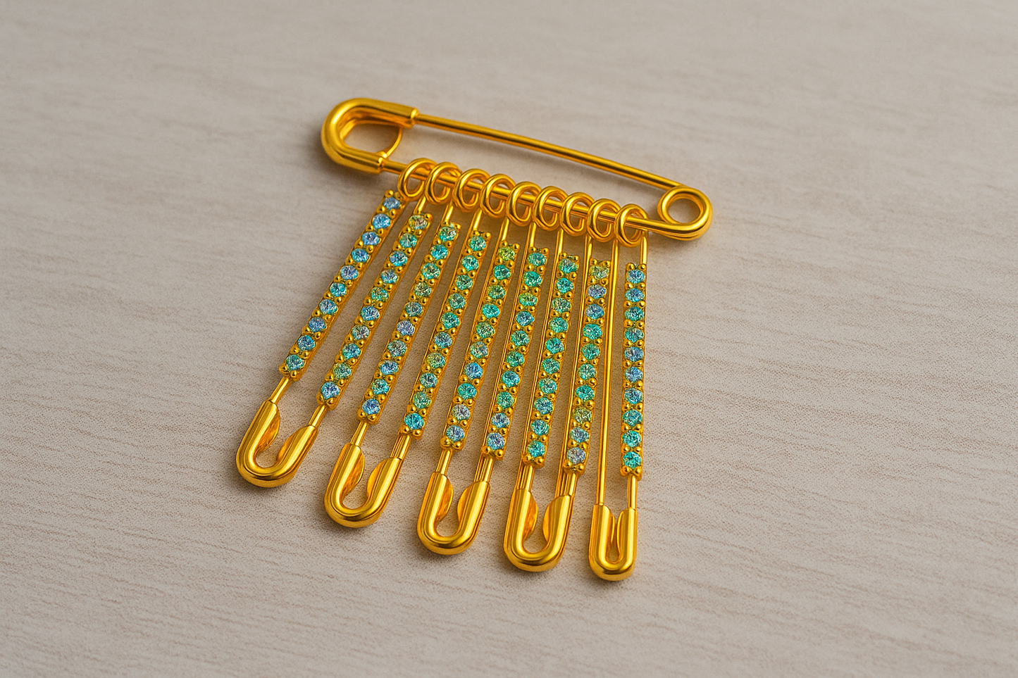 Elegant Gold-Tone Safety Pin Set with Sparkling Stones – Set of 12
