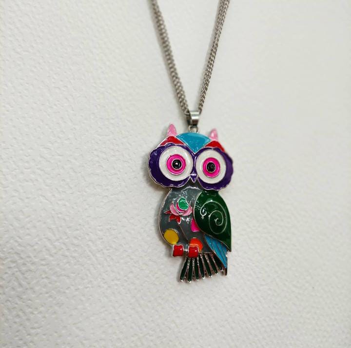 Acrylic Colorful Pattern Owl Pendant