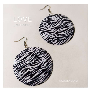 Zebra Print Metal Earrings